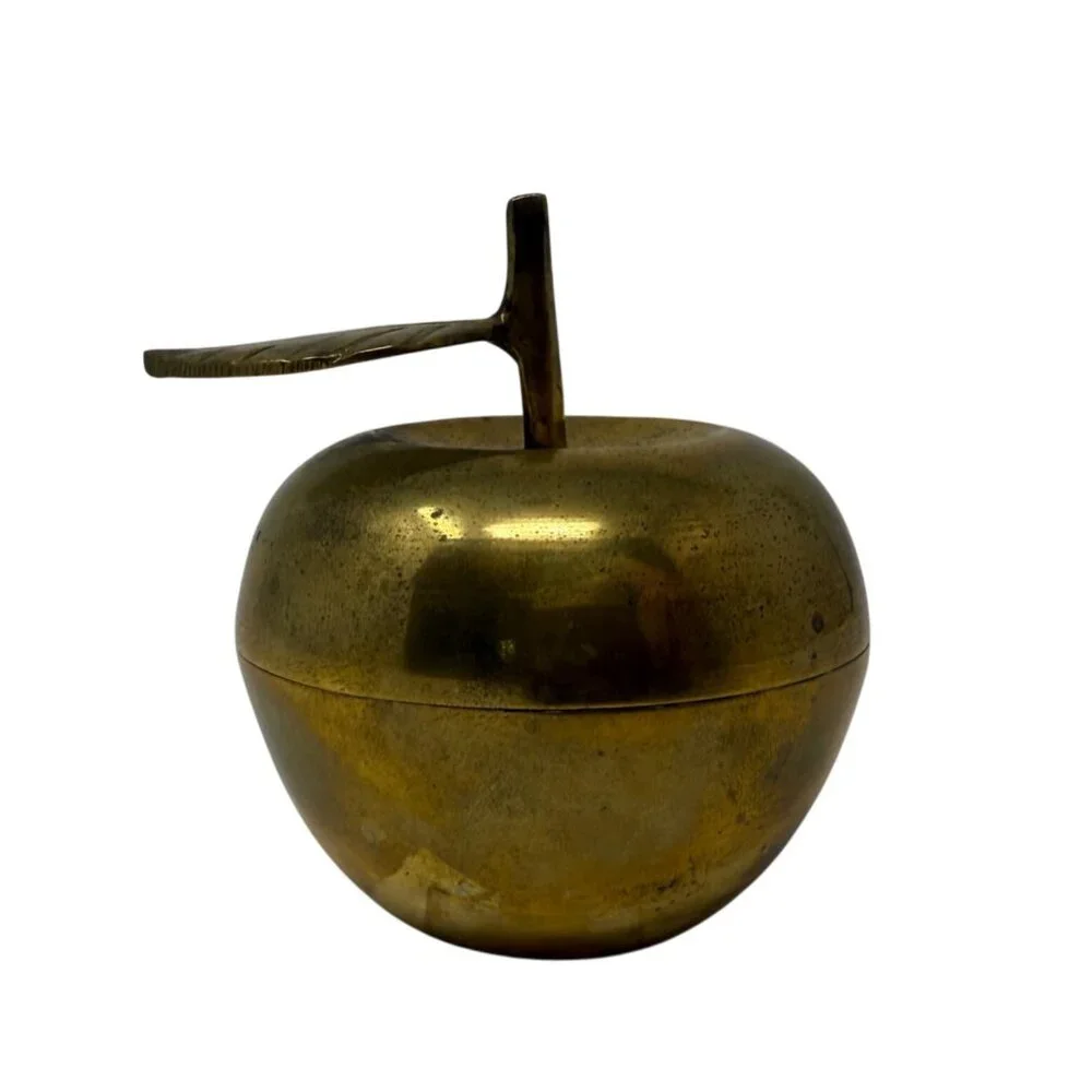 Vintage‎ Solid Brass Apple Figurine Paperweight 3.25